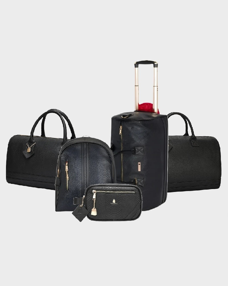 Signature 5-Piece Complete Rolling Travel Set in Black
