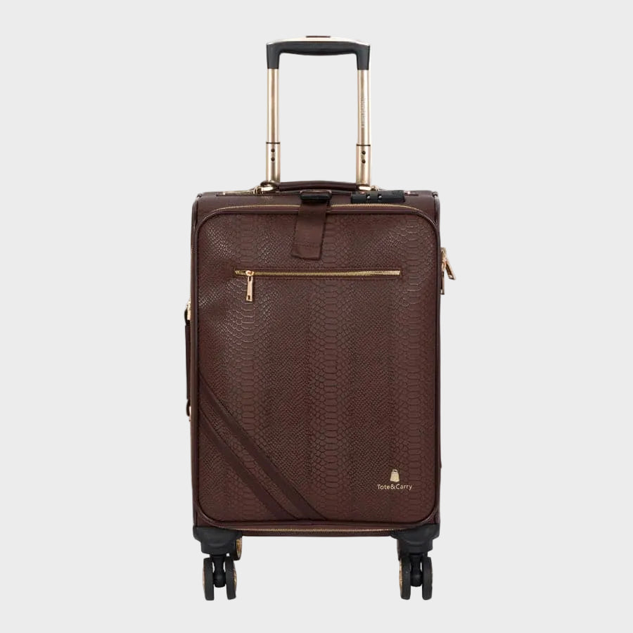 Chocolate Apollo 1 Faux Snakeskin Suitcase