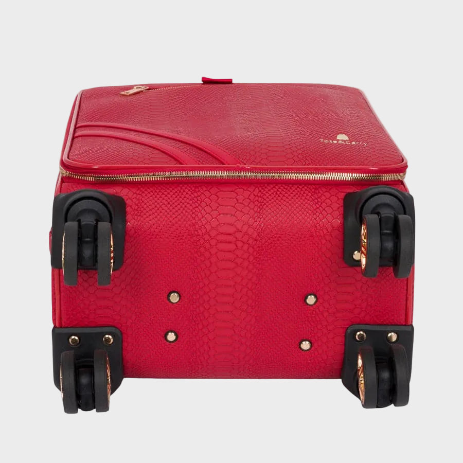 Red Apollo 1 Faux Snakeskin Suitcase