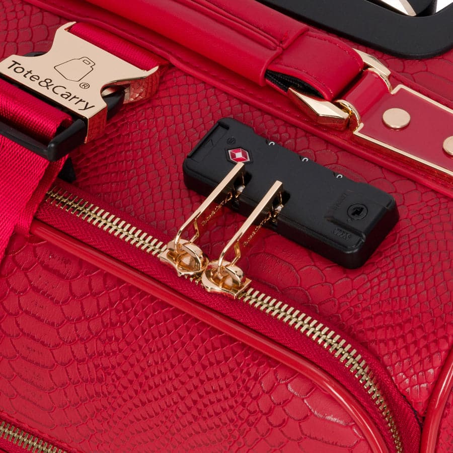 Red Apollo 1 Faux Snakeskin Suitcase