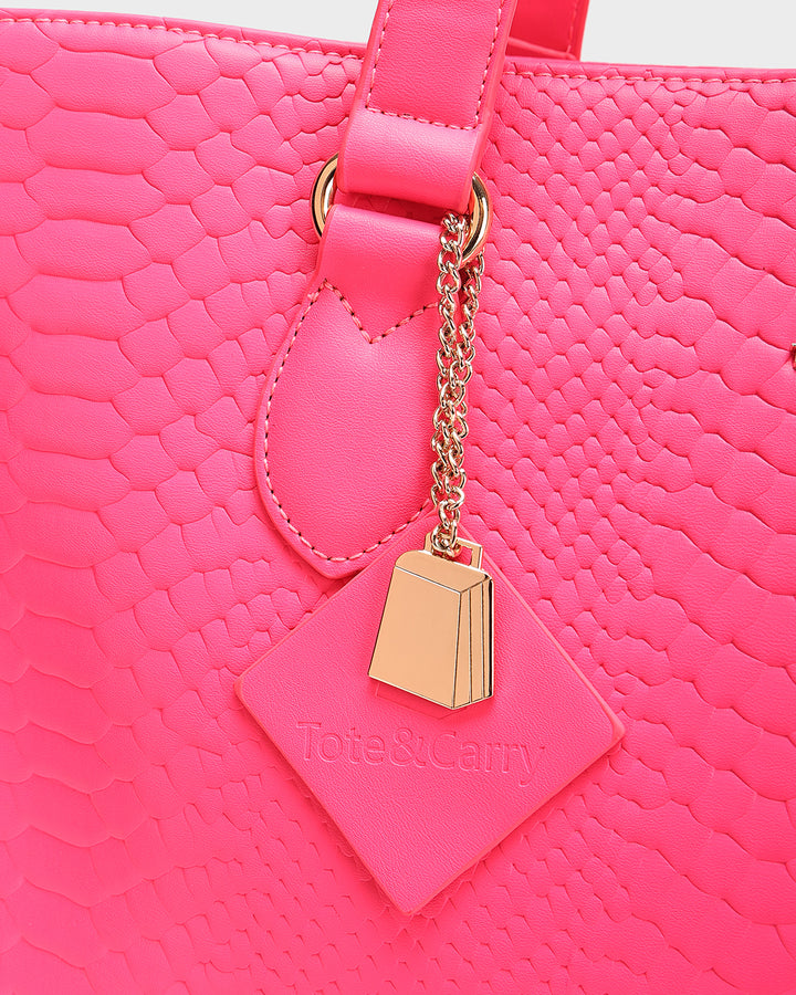 Signature City Tote Bag in Neon Pink