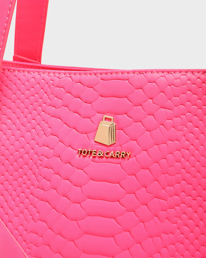 Signature City Tote Bag in Neon Pink