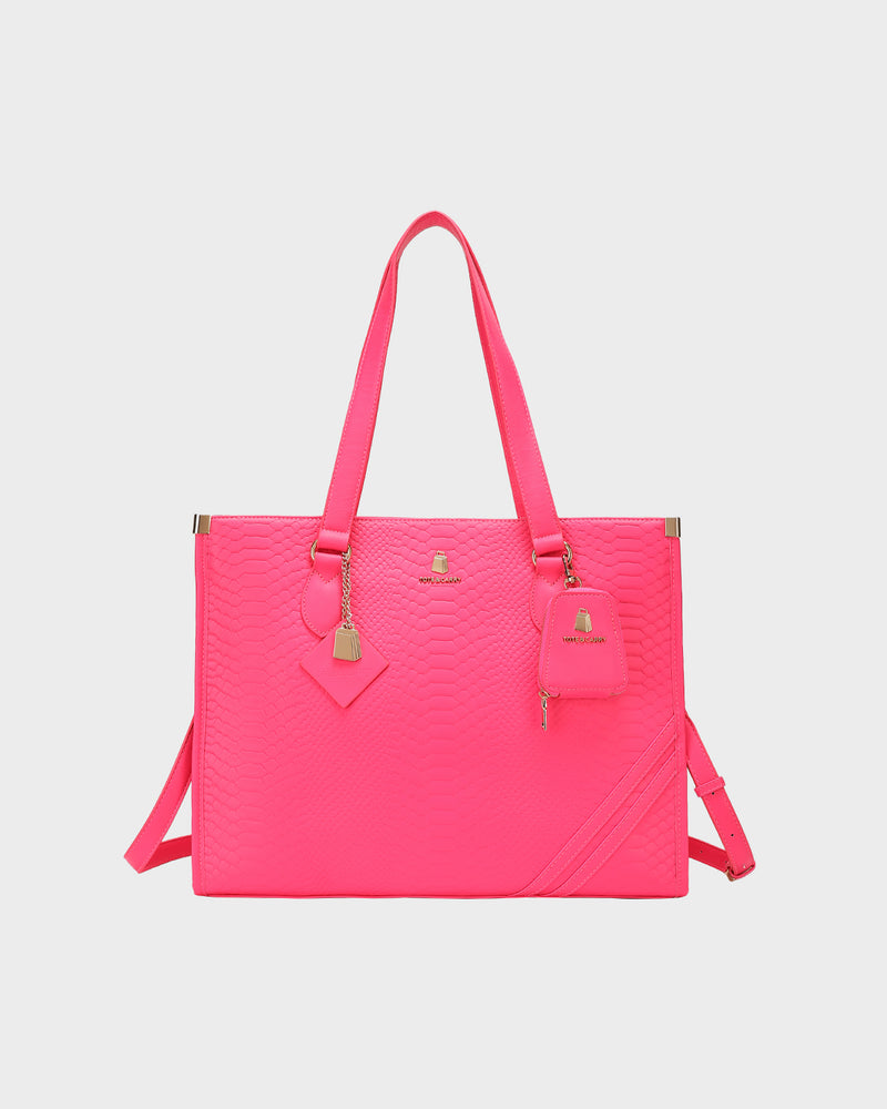 Signature City Tote Bag in Neon Pink