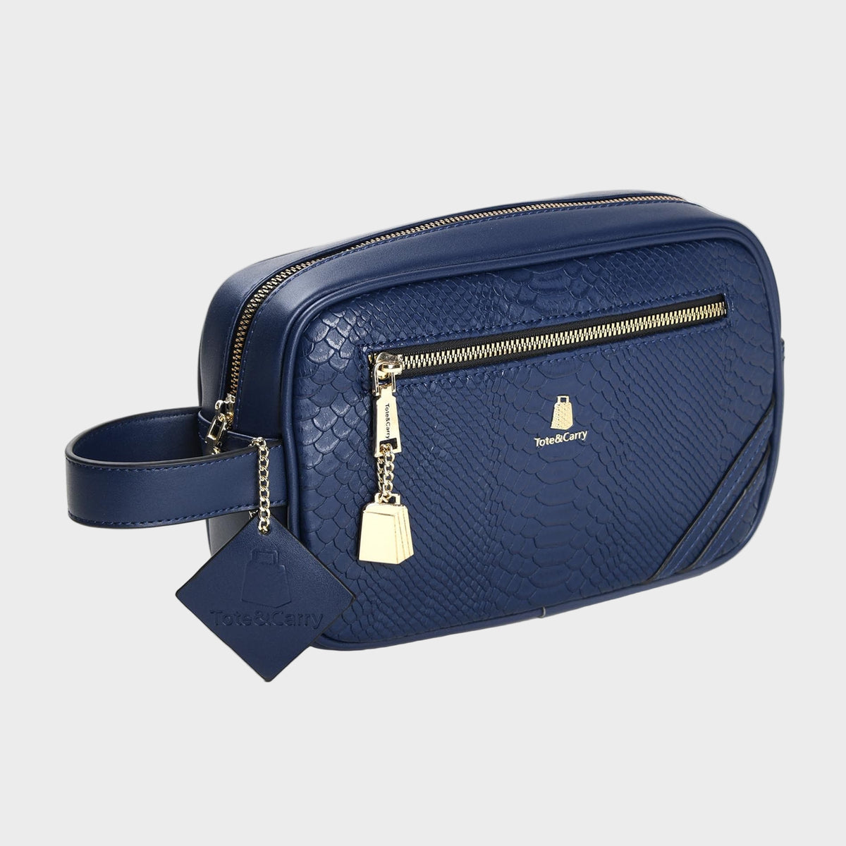 Navy Apollo 1 Faux Snakeskin Toiletry Bag