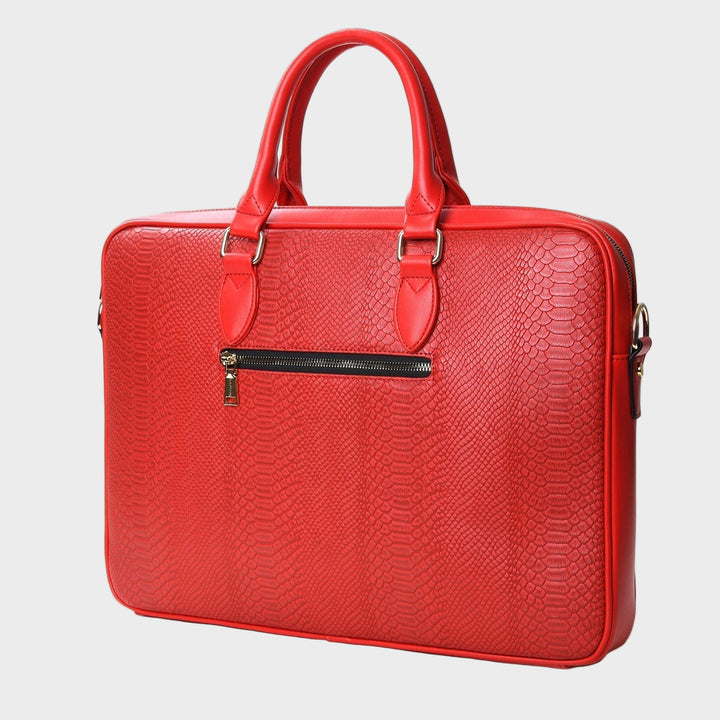 Red Apollo 1 Faux Snakeskin Laptop Bag