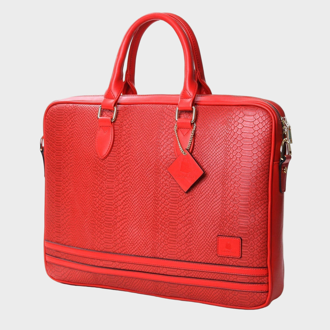 Red Apollo 1 Faux Snakeskin Laptop Bag