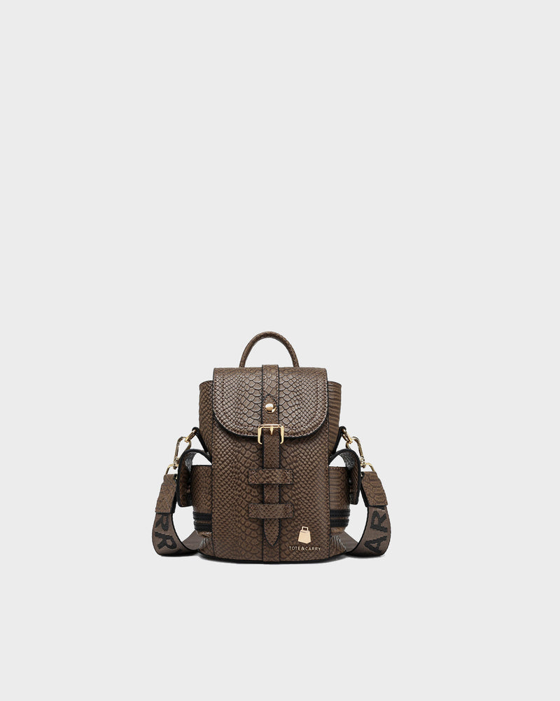 Signature Mini Crossbody Backpack in Brown