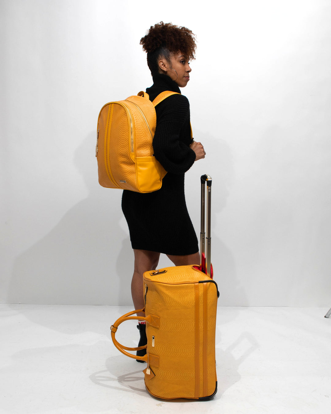 Apollo 1 Backpack & Rolling Duffle Bag Set in Mustard
