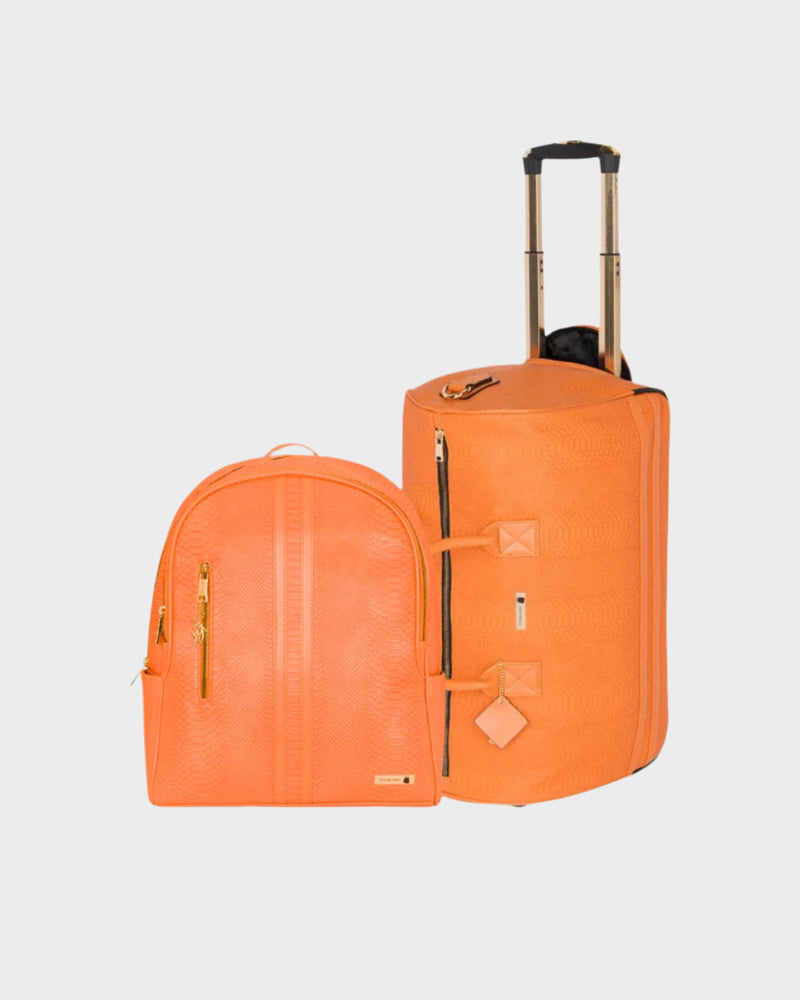 Signature Traveler Rolling Duffle Set in Sunset Orange