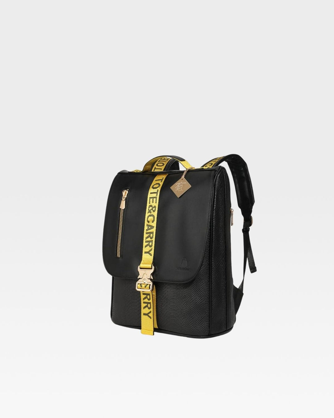 Caution Tape Backpack in Black & Yellow