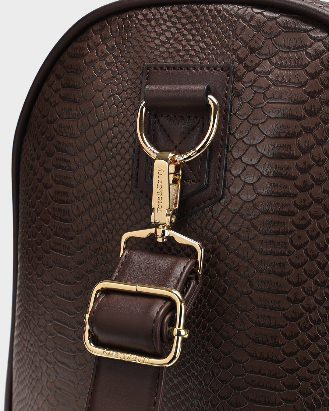 Signature Weekender Duffle Bag in Chocolate