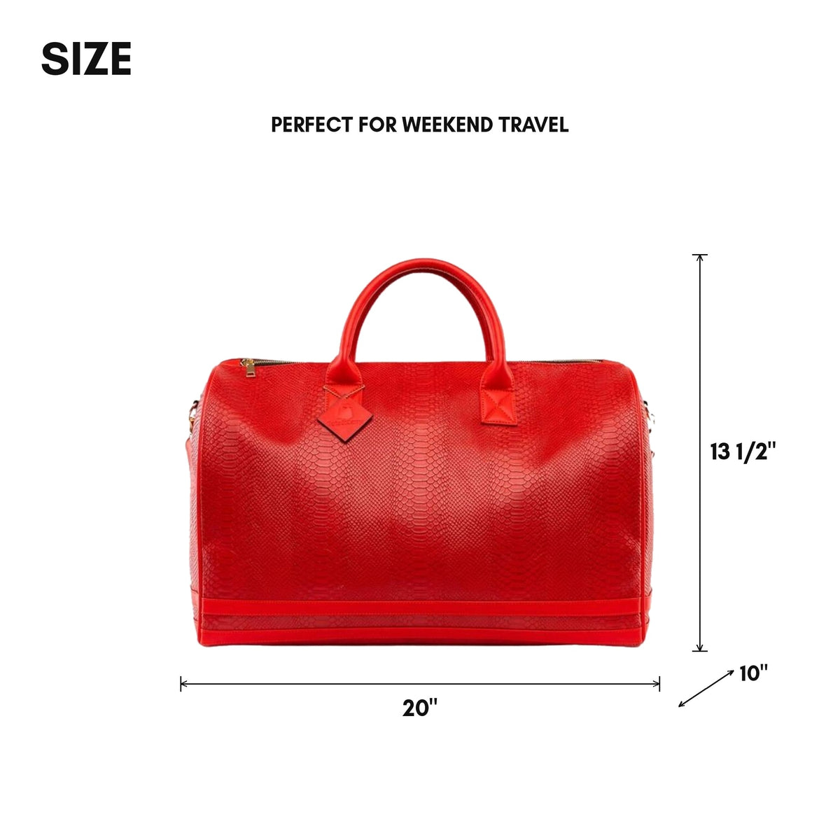 Signature Weekender Duffle Bag in Red - size, 20 x 13 1/2 x 10 inches, perfect for weekend travel