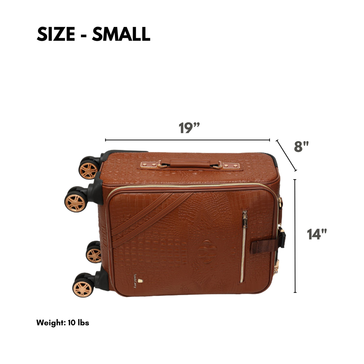 Tote&Carry Statement 2-Piece Luggage Set in Caramel — small case size, 19 x 14 x 8 inches