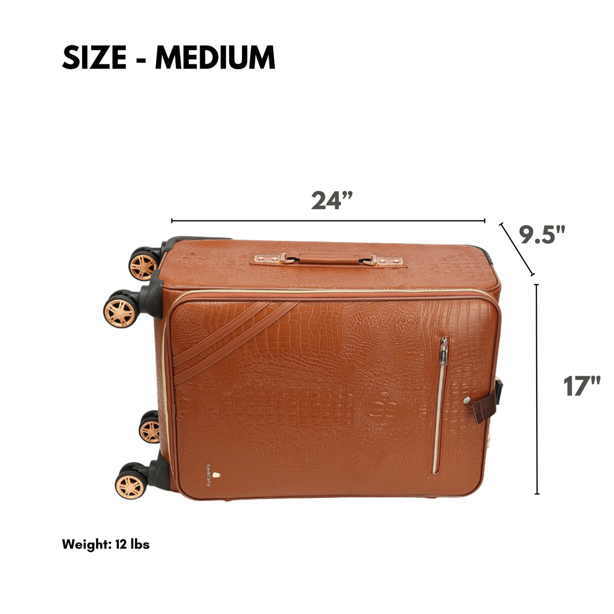 Tote&Carry Statement 2-Piece Luggage Set in Caramel — medium case size, 24 x 17 x 9.5 inches