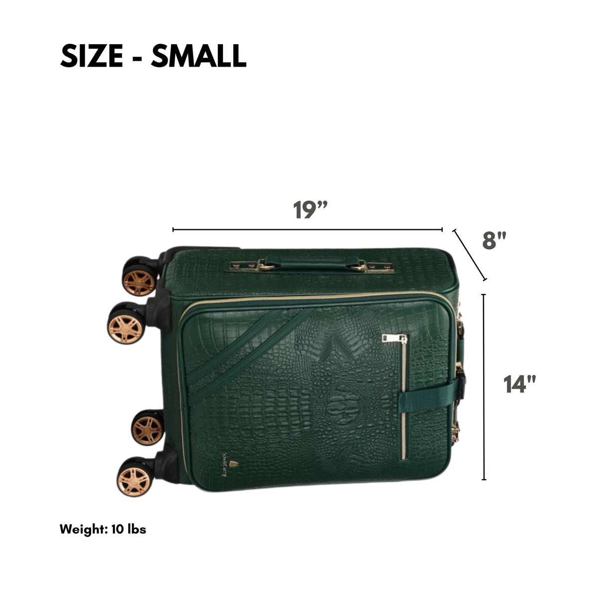 Tote&Carry Statement 2-Piece Luggage Set in Emerald — small case size, 19 x 14 x 8 inches