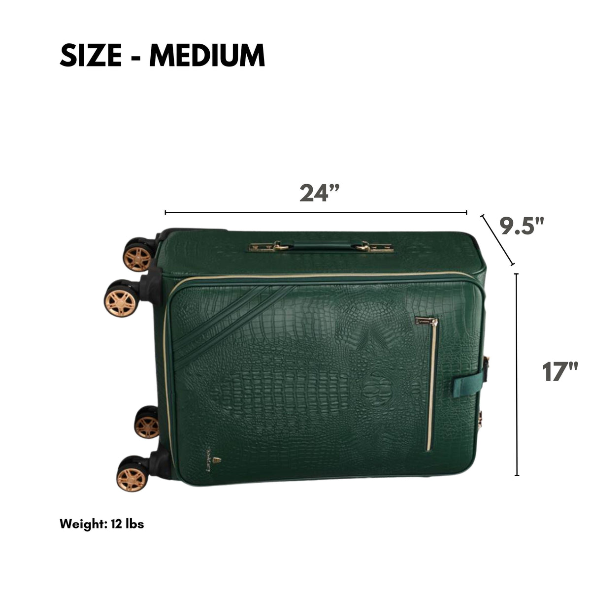 Tote&Carry Statement 2-Piece Luggage Set in Emerald — medium case size, 24 x 17 x 9.5 inches