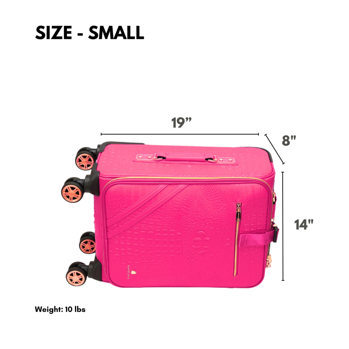 Tote&Carry Statement 2-Piece Luggage Set in Neon Pink — small case size, 19 x 14 x 8 inches