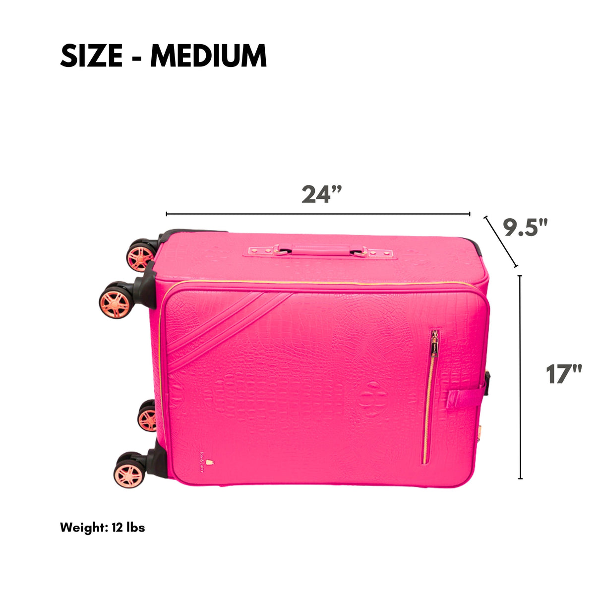 Tote&Carry Statement 2-Piece Luggage Set in Neon Pink — medium case size, 24 x 17 x 9.5 inches