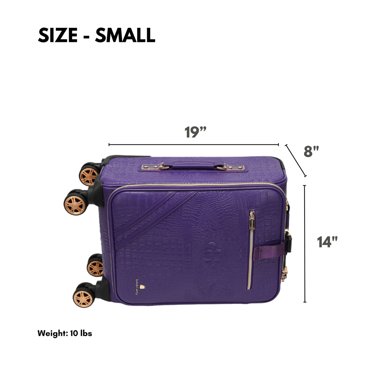 Tote&Carry Statement 2-Piece Luggage Set in Purple — small case size, 19 x 14 x 8 inches