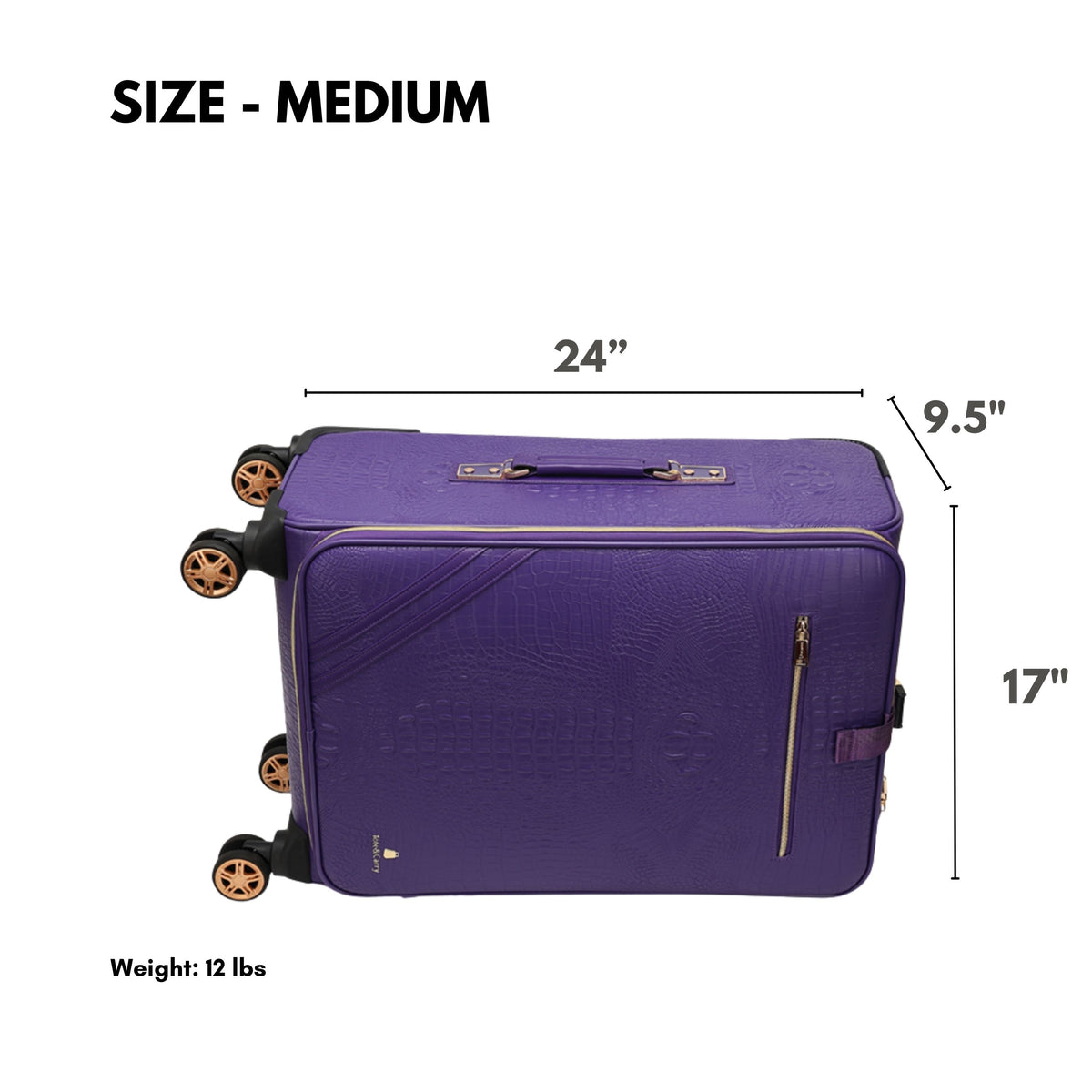 Tote&Carry Statement 2-Piece Luggage Set in Purple — medium case size, 24 x 17 x 9.5 inches
