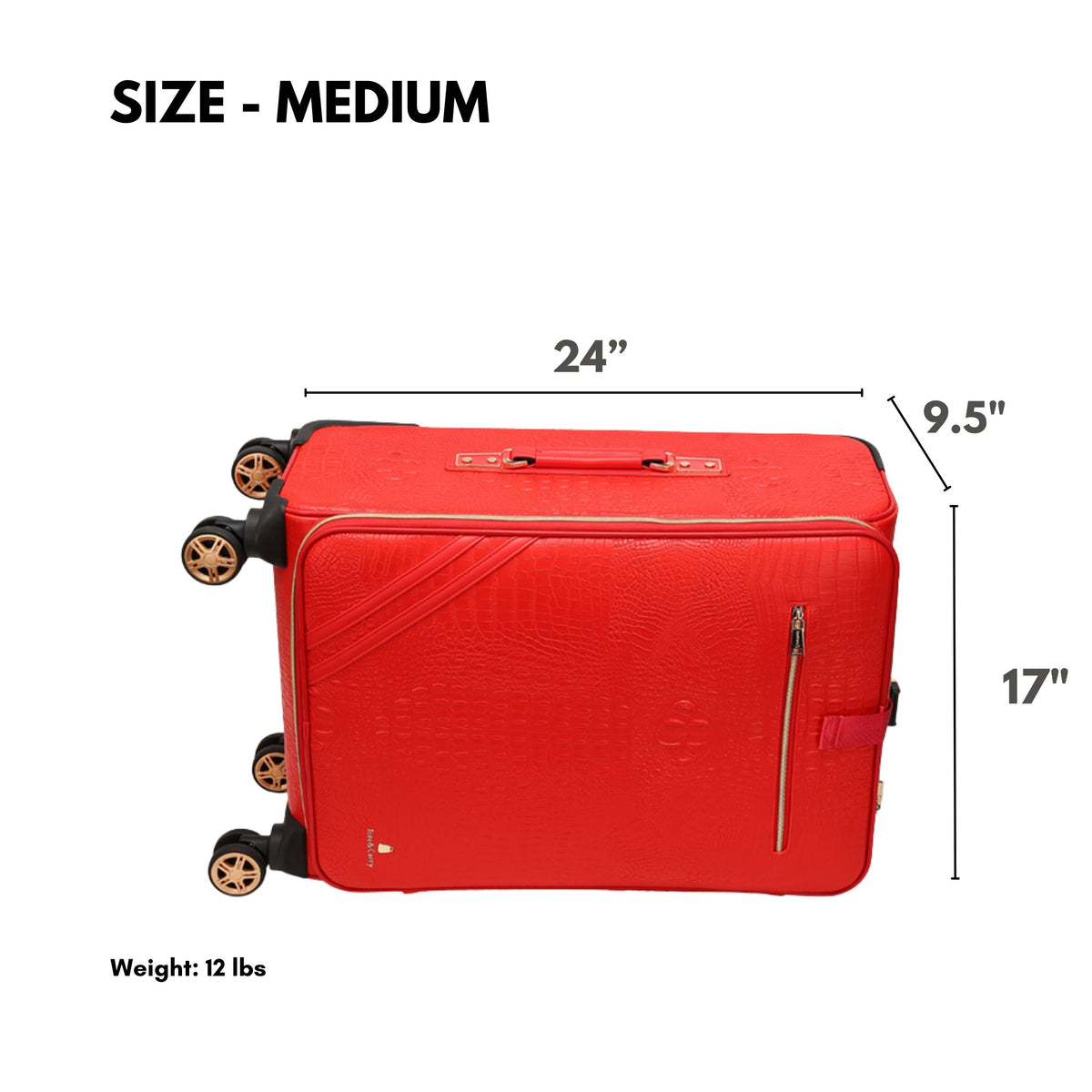 Tote&Carry Statement 2-Piece Luggage Set in Red — medium case size, 24 x 17 x 9.5 inches