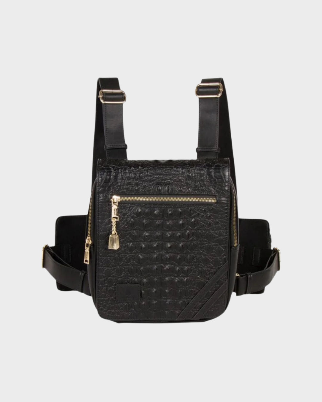 Apollo 2 Faux Crocodile Skin Chest Bag in Black