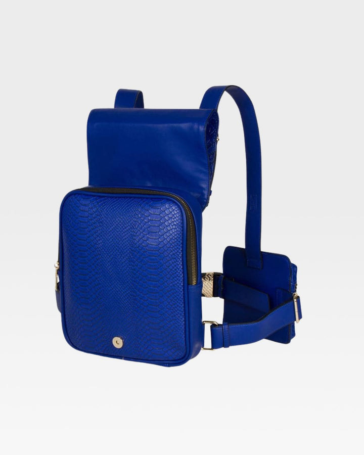 Apollo 2 Faux Crocodile Skin Chest Bag in Royal Blue