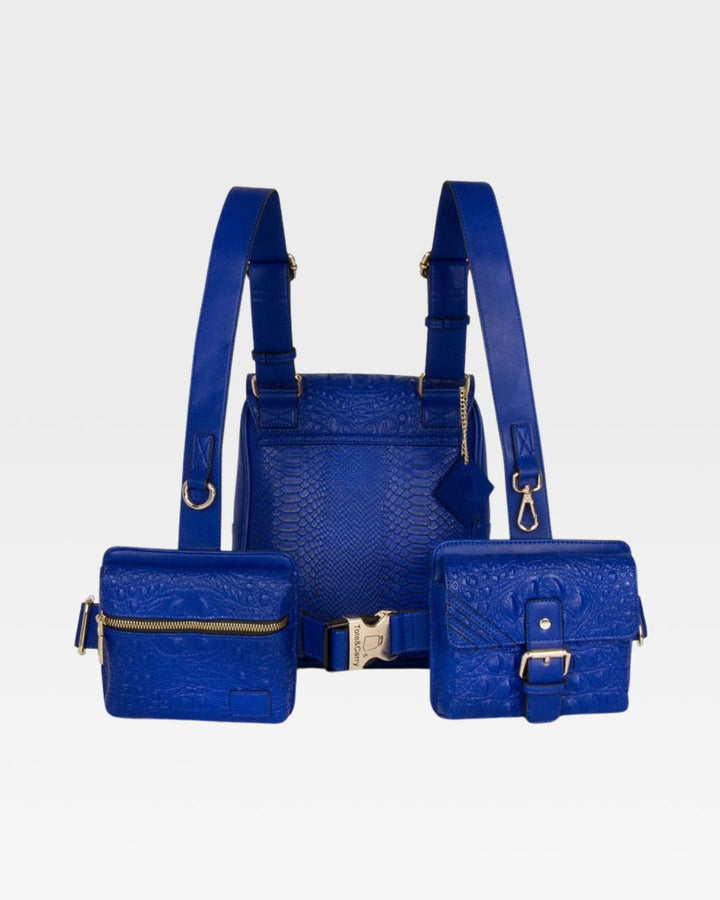 Apollo 2 Faux Crocodile Skin Chest Bag in Royal Blue