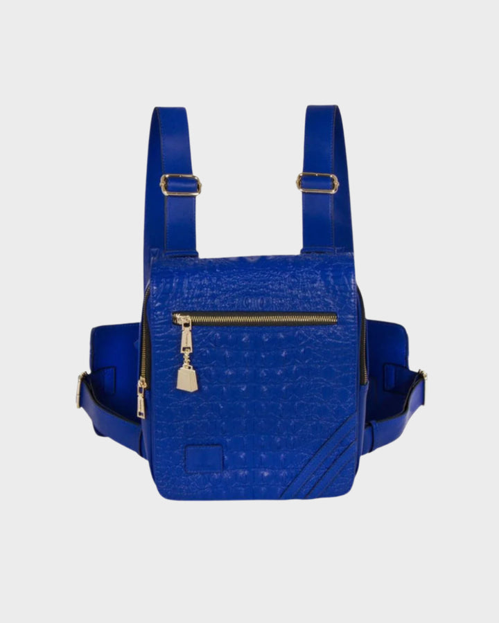Apollo 2 Faux Crocodile Skin Chest Bag in Royal Blue