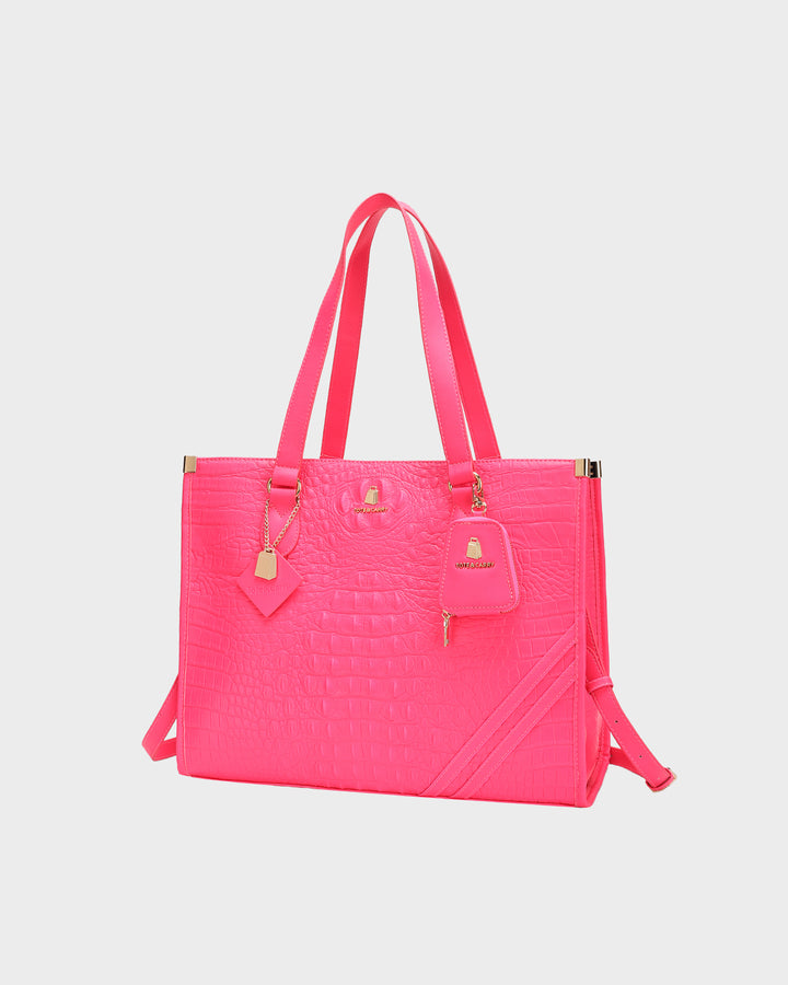 Statement City Tote Bag in Neon Pink
