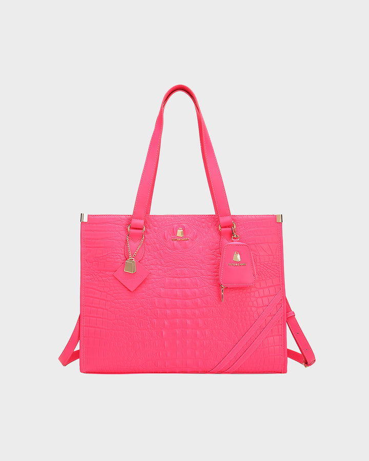 Statement City Tote Bag in Neon Pink