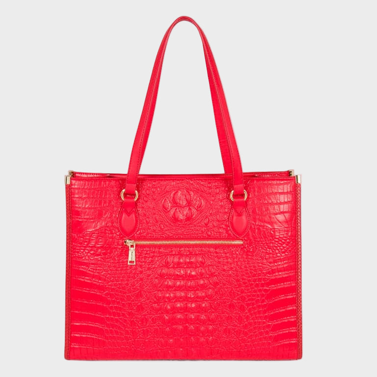 Red Apollo 2 Faux Crocodile Skin Tote Bag