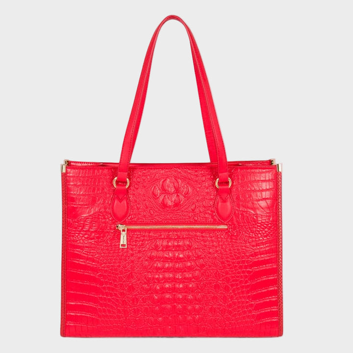 Red Apollo 2 Faux Crocodile Skin Tote Bag