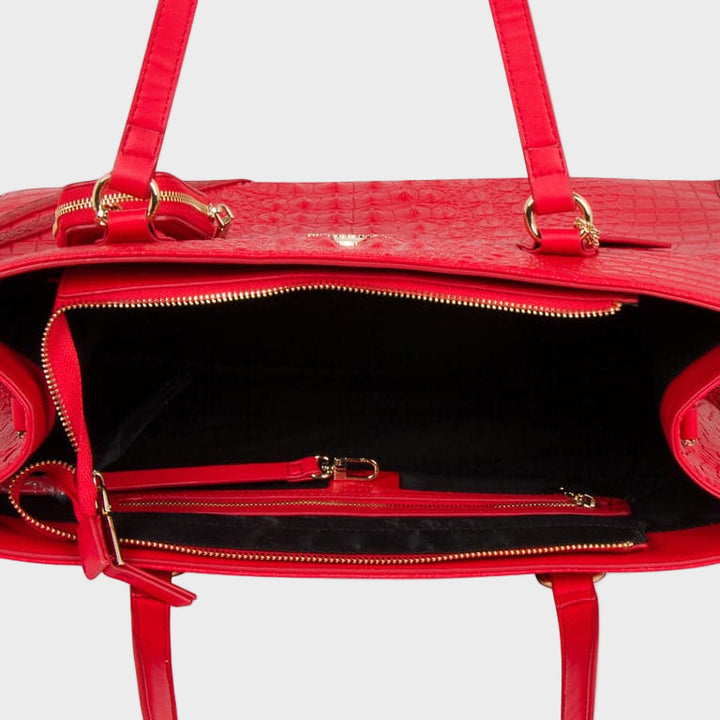 Red Apollo 2 Faux Crocodile Skin Tote Bag
