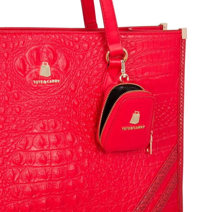 Red Apollo 2 Faux Crocodile Skin Tote Bag