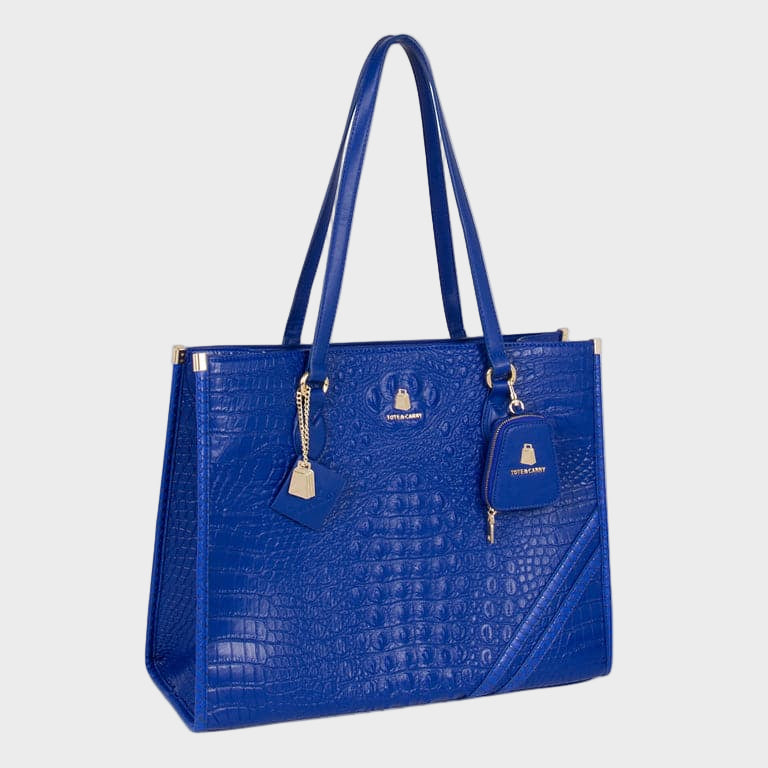 Royal Blue Apollo 2 Faux Crocodile Skin Tote Bag