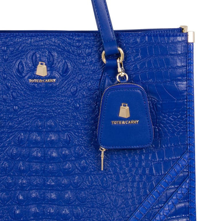 Royal Blue Apollo 2 Faux Crocodile Skin Tote Bag