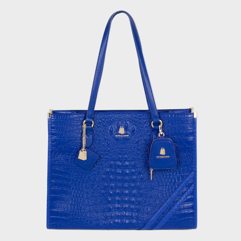 Royal Blue Apollo 2 Faux Crocodile Skin Tote Bag