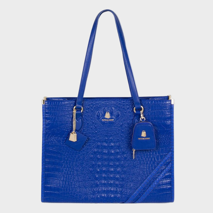 Royal Blue Apollo 2 Faux Crocodile Skin Tote Bag
