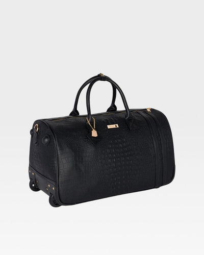 Statement Traveler Rolling Duffle in Black