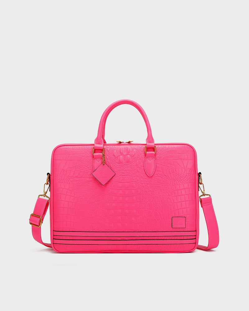 Statement Jetsetter Laptop Bag in Neon Pink