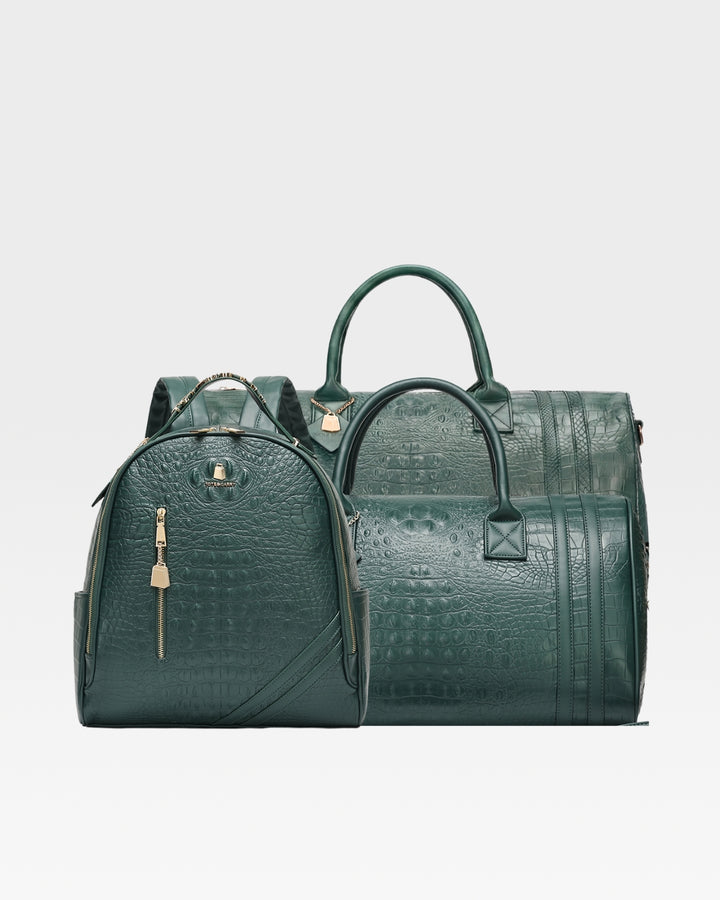 Statement Overnight Travel Set in Emerald Green