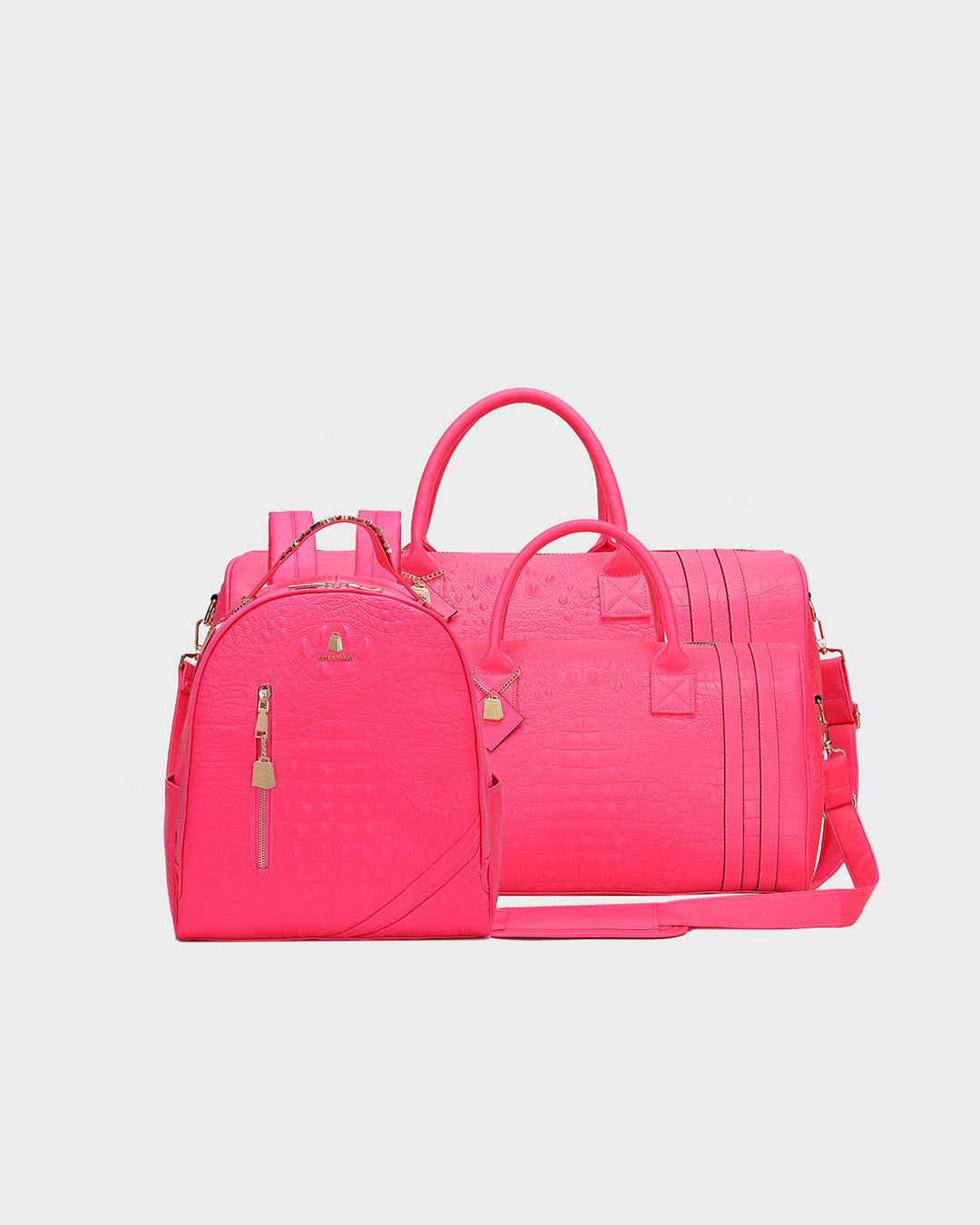 Statement Overnight Travel Set in Neon Pink
