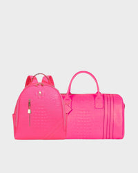 Statement Overnight Travel Set in Neon Pink
