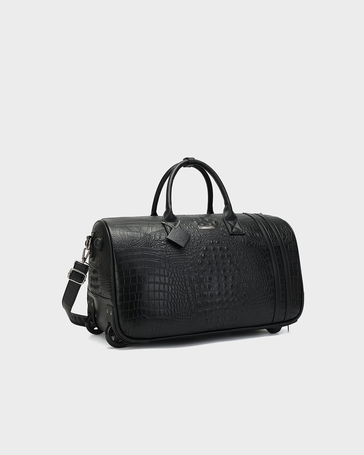 Statement Rolling Duffle Bag in Black