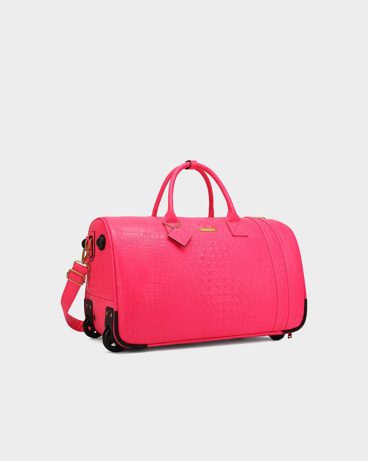 Statement Rolling Duffle Bag in Neon Pink