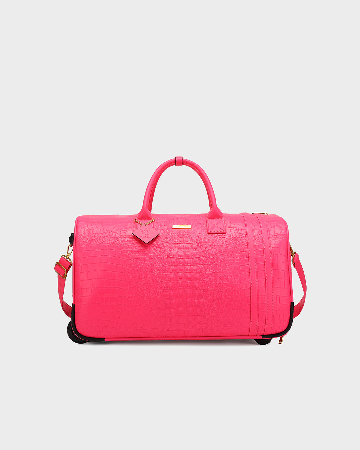 Statement Rolling Duffle Bag in Neon Pink
