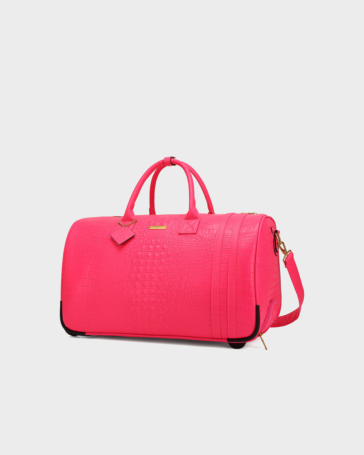 Statement Rolling Duffle Bag in Neon Pink