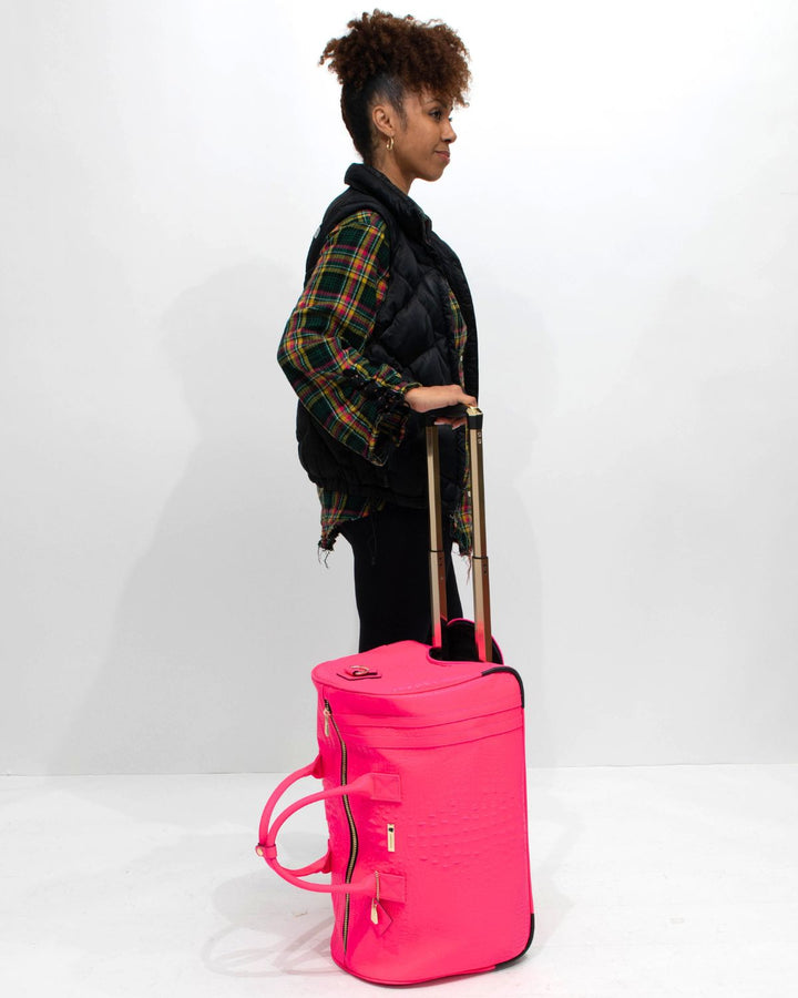 Apollo 2 Rolling Duffle Bag in Neon Pink