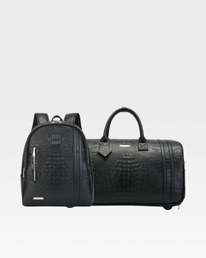Statement Traveler Rolling Duffle Set in Black
